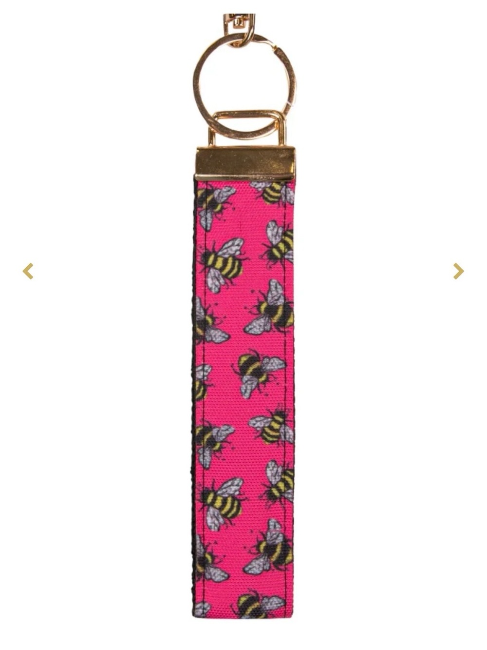 Simply Southern Pink Bee Print Key Fob with Gold Hardware